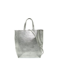 セリーヌ バーティカルカバ スモール ハンドバッグ ショルダーバッグ 2WAY シルバー レザー レディース CELINE 【中古】