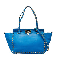 ヴァレンティノ ガラヴァーニ ロックスタッズ ハンドバッグ ショルダーバッグ 2WAY ブルー レザー レディース VALENTINO 【中古】