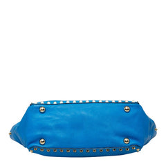 ヴァレンティノ ガラヴァーニ ロックスタッズ ハンドバッグ ショルダーバッグ 2WAY ブルー レザー レディース VALENTINO 【中古】