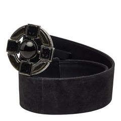 シャネル ベルト サイズ 80 32 ブラック スウェード カラーストーン レディース CHANEL 【中古】