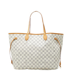 ルイ ヴィトン ダミエ アズール ネヴァーフルGM ショルダーバッグ トートバッグ N51108 ホワイト PVC レザー レディース LOUIS VUITTON 【中古】