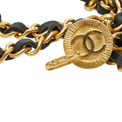 シャネル ココマーク ヴィンテージ チェーンベルト ゴールド ブラック レザー メッキ レディース CHANEL 【中古】