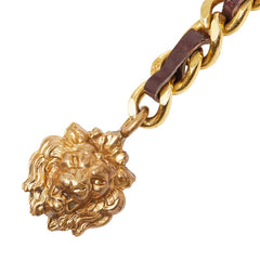 シャネル チェーン ベルト ライオンモチーフ ゴールド メッキ レザー レディース CHANEL 【中古】