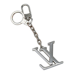 ルイ ヴィトン ポルト クレ イニシャル LV ロゴ キーリング キーホルダー バッグチャーム M65071 シルバー メタル レディース LOUIS VUITTON 【中古】
