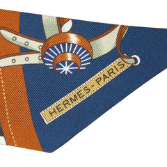 エルメス ツイリー 馬車 ベルト モチーフ スカーフ ネイビー レディース HERMES 【中古】