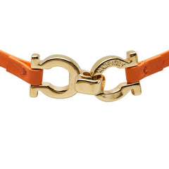 サルヴァトーレフェラガモ ガンチーニ チョーカー オレンジ ゴールド金具 メッキ レザー レディース Salvatore Ferragamo 【中古】