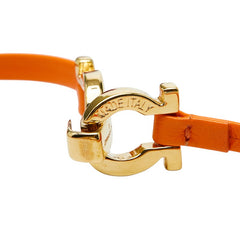 サルヴァトーレフェラガモ ガンチーニ チョーカー オレンジ ゴールド金具 メッキ レザー レディース Salvatore Ferragamo 【中古】