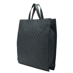 グッチ GGスプリーム トートバッグ ハンドバッグ 495559 ブラック PVC レザー メンズ GUCCI 【中古】
