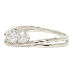 Pt900 プラチナ ダイヤ0.38ct ダイヤ0.02ct デザインリング ハートモチーフ リング 指輪 レディース 10号 【中古】