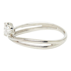 Pt900 プラチナ ダイヤ0.38ct ダイヤ0.02ct デザインリング ハートモチーフ リング 指輪 レディース 10号 【中古】
