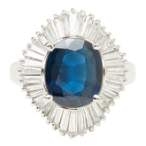 Pt900 プラチナ サファイア3.10ct ダイヤ1.10ct フラワーモチーフ リング 指輪 レディース 11.5号 【中古】