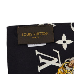 ルイ ヴィトン モノグラム コンフィデンシャル バンドー スカーフ M78656 ブラック マルチカラー シルク レディース LOUIS VUITTON 【中古】
