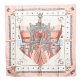 エルメス カレ90 クイーン戴冠式 VUE DU CARROSSE DE LA GALERE LA REALE スカーフ ピンク ホワイト シルク レディース HERMES 【中古】