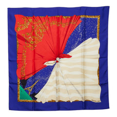 エルメス カレ90 Souvenirs de Paris パリの思い出 スカーフ レッド ベージュ ブルー シルク レディース HERMES 【中古】