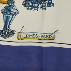 エルメス カレ90 PASEMENTERIE 紐飾り スカーフ ホワイト ブルー マルチカラー シルク レディース HERMES 【中古】