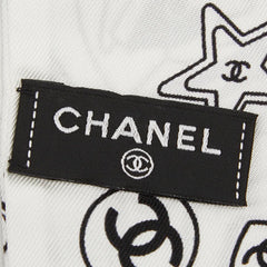 シャネル ココマーク Rue Cambon ツイリー ヘアバンド モノクロ ホワイト ブラック シルク レディース CHANEL 【中古】
