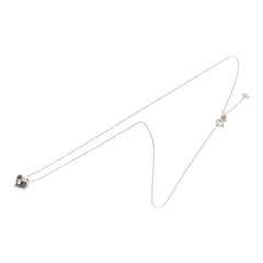K18WG ホワイトゴールド ダイヤ0.22ct ブラックダイヤ ハートモチーフ ペンダントトップ ネックレス レディース 【中古】