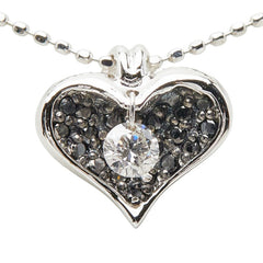 K18WG ホワイトゴールド ダイヤ0.22ct ブラックダイヤ ハートモチーフ ペンダントトップ ネックレス レディース 【中古】