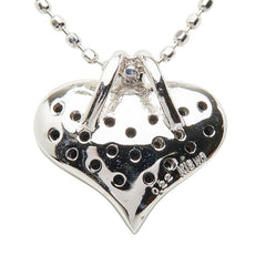 K18WG ホワイトゴールド ダイヤ0.22ct ブラックダイヤ ハートモチーフ ペンダントトップ ネックレス レディース 【中古】