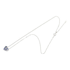 K18WG ホワイトゴールド サファイア1.31ct ダイヤ0.03ct ハートモチーフ ペンダント ネックレス レディース 【中古】