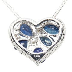K18WG ホワイトゴールド サファイア1.31ct ダイヤ0.03ct ハートモチーフ ペンダント ネックレス レディース 【中古】