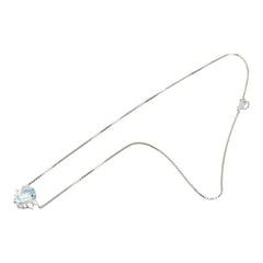 Pt850 プラチナ アクアマリン3.40ct ダイヤ0.52ct ペアーシェイプカット ペンダント ネックレス レディース 【中古】