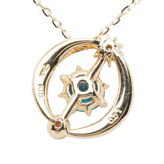 スタージュエリー K10YG イエローゴールド ブルートパーズ ダイヤ0.01ct 地球デザイン ペンダント ネックレス レディース STAR JEWELRY 【中古】