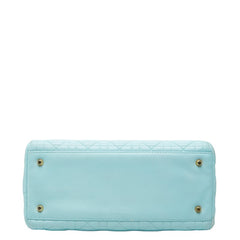 クリスチャンディオール カナージュ レディディオール ミディアム ハンドバッグ ライトブルー レザー レディース Christian Dior 【中古】