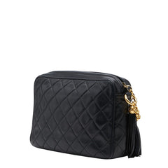シャネル ココマーク マトラッセ フリンジ チェーン ショルダーバッグ ブラック ラムスキン レディース CHANEL 【中古】