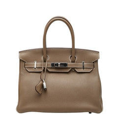 エルメス バーキン30 ハンドバッグ 内縫い X刻印 2016 エトゥープ シルバー金具 トゴ レディース HERMES 【中古】