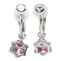 Pt900 プラチナ ルビー ダイヤ0.12ct フラワー 花 モチーフ イヤリング レディース 【中古】