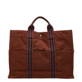 エルメス フールトゥMM ハンドバッグ トートバッグ ブラウン ネイビー キャンバス レディース HERMES 【中古】