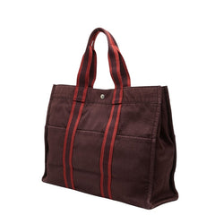 エルメス フールトゥ トートGM ハンドバッグ トートバッグ ワインレッド ボルドー キャンバス レディース HERMES 【中古】
