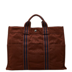 エルメス フールトゥMM トートバッグ ブラウン コットンキャンバス レディース HERMES 中古