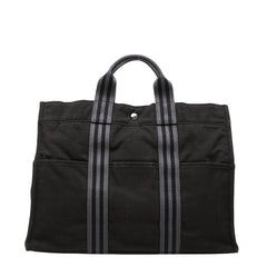 エルメス フールトゥ トートMM ハンドバッグ トートバッグ ブラック グレー キャンバス レディース HERMES 【中古】
