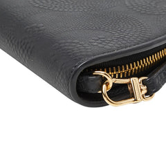 ティファニー エンボス加工 ハーフムーン ロングウォレット ブラック レザー レディース TIFFANY&Co. 【中古】