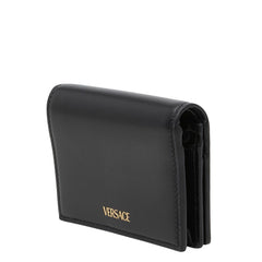 ヴェルサーチェ メデューサ 二つ折り財布 コンパクトウォレット ブラック レザー レディース VERSACE 【中古】