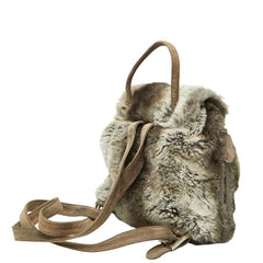 フェンディ ズッカ リュック バックパック グレー ファー スウェード レディース FENDI 【中古】