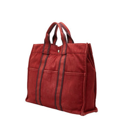 エルメス フールトゥ トートMM ハンドバッグ トートバッグ レッド キャンバス レディース HERMES 【中古】