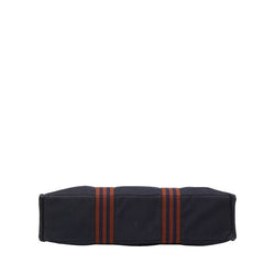 エルメス フールトゥ トートMM ハンドバッグ トートバッグ ネイビー ブラウン キャンバス レディース HERMES 【中古】