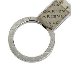 ブルガリ ブルガリブルガリ ダブルキーリング キーホルダー チャーム ブラック シルバー レザー メタル レディース BVLGARI 【中古】