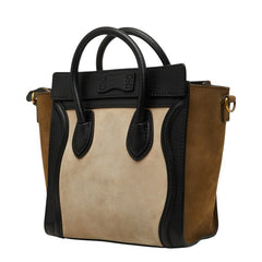セリーヌ ラゲージ ナノショッパー ハンドバッグ ブラック マルチカラー レザー スウェード レディース CELINE 【中古】