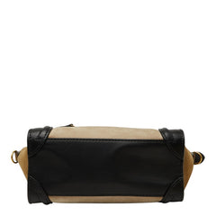 セリーヌ ラゲージ ナノショッパー ハンドバッグ ブラック マルチカラー レザー スウェード レディース CELINE 【中古】
