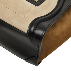 セリーヌ ラゲージ ナノショッパー ハンドバッグ ブラック マルチカラー レザー スウェード レディース CELINE 【中古】