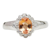 Pt900 プラチナ インペリアルトパーズ1.15ct ダイヤ0.18ct フラワーモチーフ リング 指輪 レディース 11.5号 【中古】