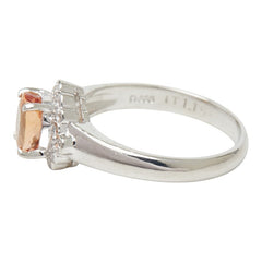 Pt900 プラチナ インペリアルトパーズ1.15ct ダイヤ0.18ct フラワーモチーフ リング 指輪 レディース 11.5号 【中古】