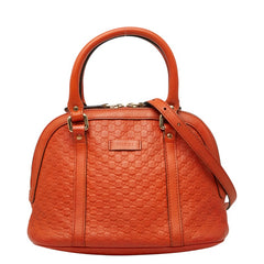 グッチ マイクログッチシマ ハンドバッグ ショルダーバッグ 2WAY 449654 オレンジ レザー レディース GUCCI 【中古】