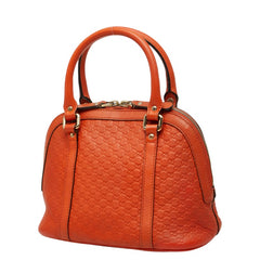 グッチ マイクログッチシマ ハンドバッグ ショルダーバッグ 2WAY 449654 オレンジ レザー レディース GUCCI 【中古】