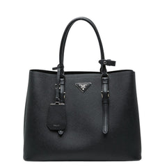 プラダ 三角ロゴプレート トートバッグ ハンドバッグ ブラック サフィアーノレザー レディース PRADA 【中古】