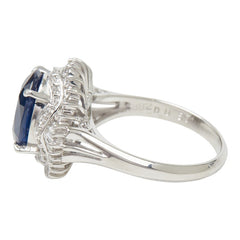 Pt900 プラチナ サファイア3.82ct ダイヤ0.57ct フラワーモチーフ リング 指輪 レディース 11.5号 【中古】